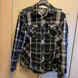 BKE Buckle Plaid Athletic Fit Long Sleeve Shirt